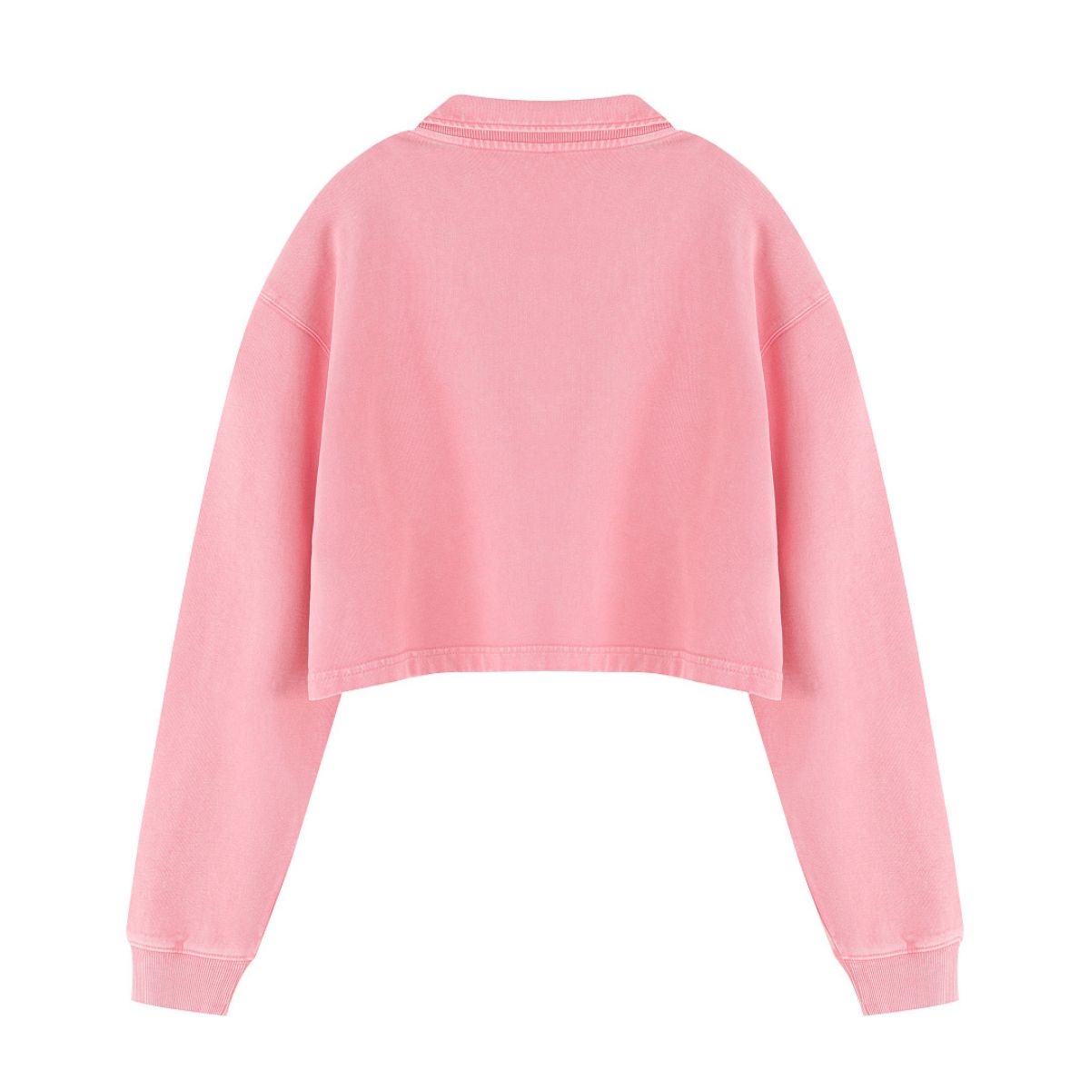 Heavyweight Snow Wash Collared Cropped Long Sleeve Sweatshirt