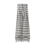 Vintage Plaid Pleated Wide Leg Trousers