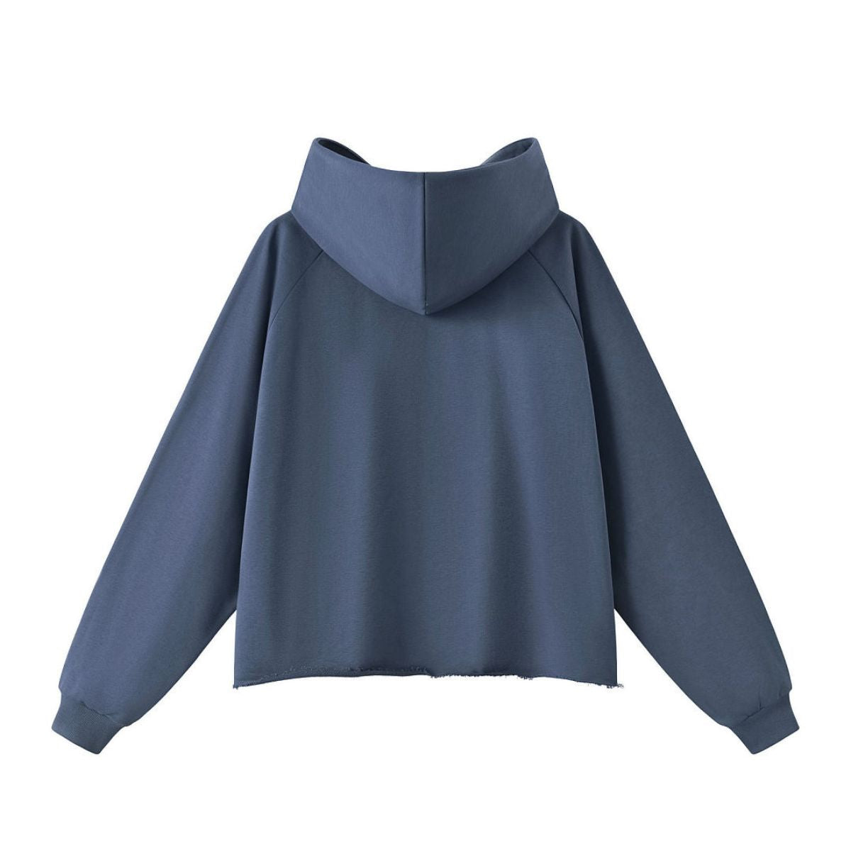 Boxy Raw‑Edge Distressed Hem Drop‑Shoulder Hoodie