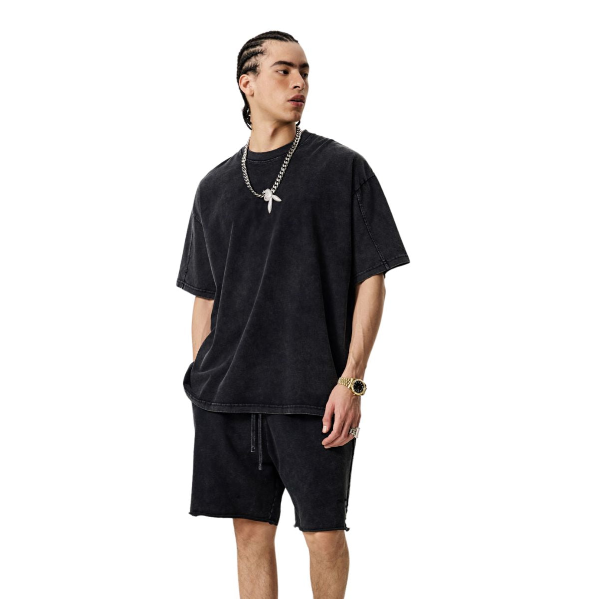 Camiseta holgada con lavado vintage de 8 oz