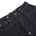 Raw Indigo Wide Leg Jeans with Metal Horsebit Detail