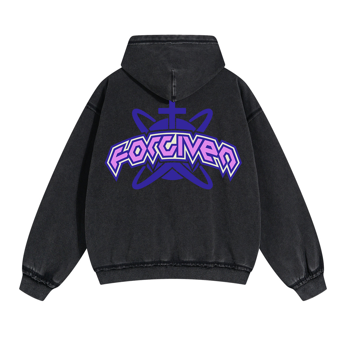 Forgiven Christian Y2k Graphic Double Slider Zip Hoodie-INNBLAC Fashion Apparel