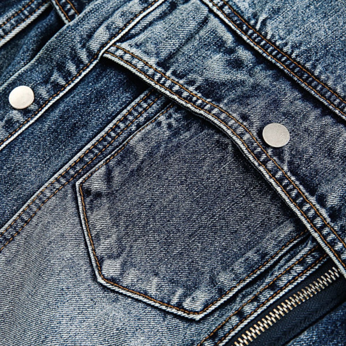 Zipper-embroidered Loose Retro Washed Denim Jacket