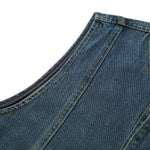 Crew Neck Button-Front Denim Vest