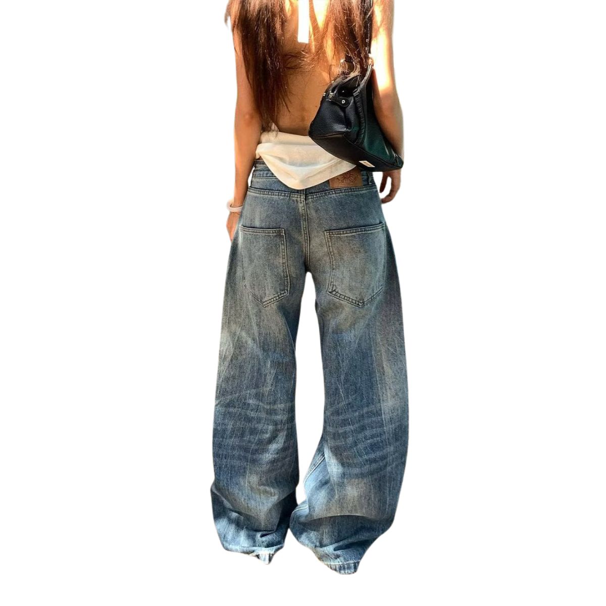 Vintage Graphic Print Relaxed Straight Leg Denim Jeans