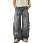 Smoke Rise Vintage Ripped Barrel-Leg Jeans