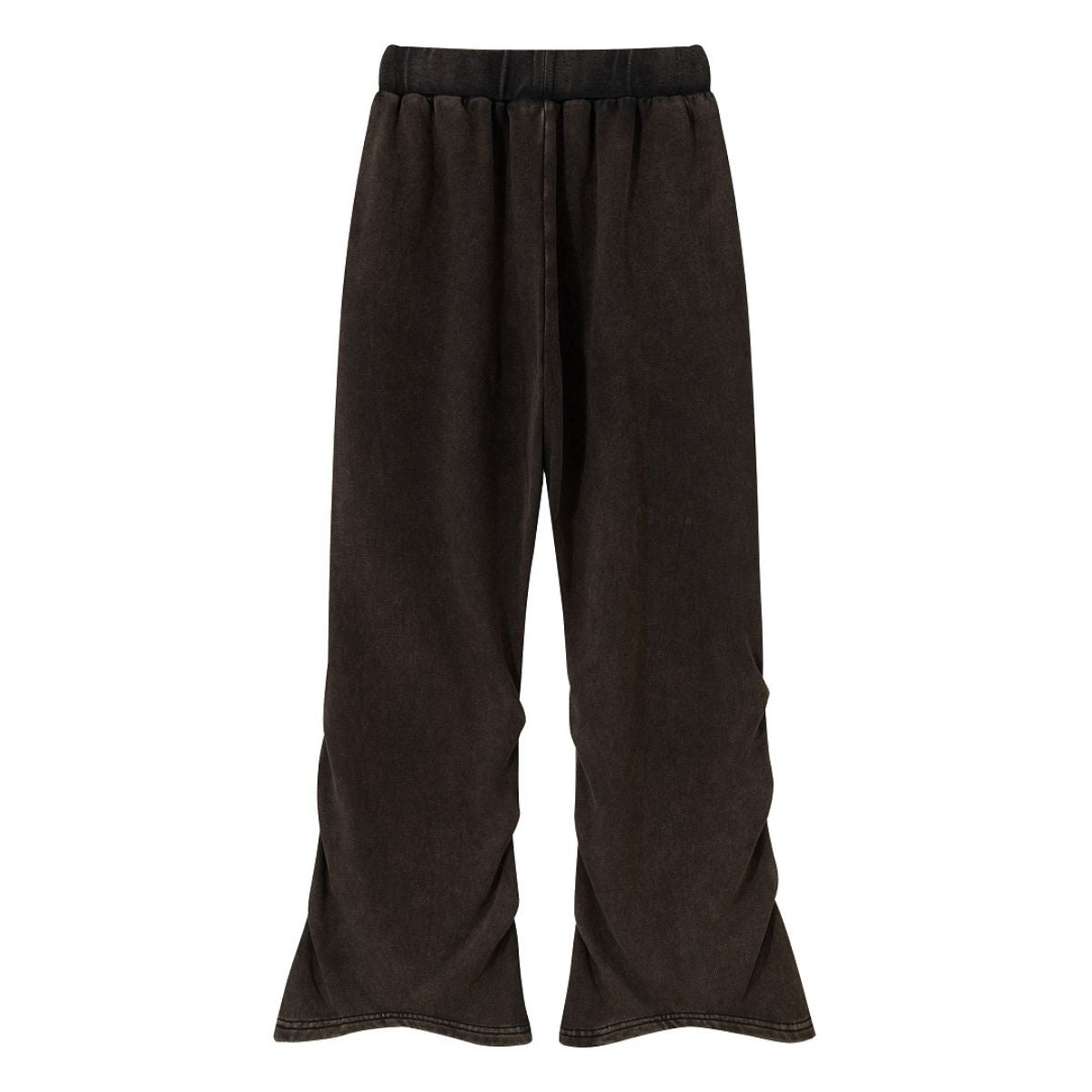 Vintage Washed Ruched Flared Casual Pants
