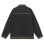 Retro Fashionable Temperament Lapel Embroidered Loose Denim Jacket