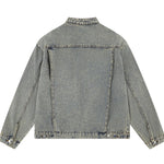 Retro Washed Distressed Stand Collar Hip-hop Short Denim Men's Jacket