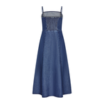 Dark Wash Spaghetti Strap Denim Midi Dress