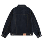 Unisex Loose Lazy Style Retro Cute Animal Embroidered Lapel Washed Denim Jacket