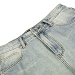 Men's Heavy-Washed Distressed Loose Straight-Leg Denim Pants