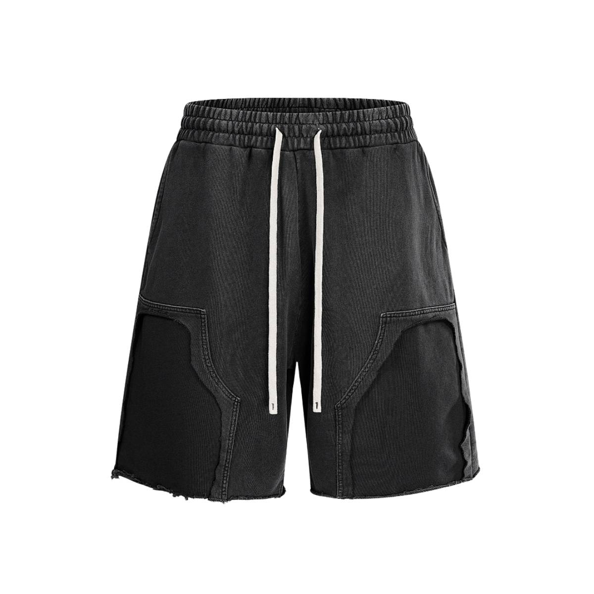 Pantalones cortos deportivos con bordes sin rematar y lavados a la piedra