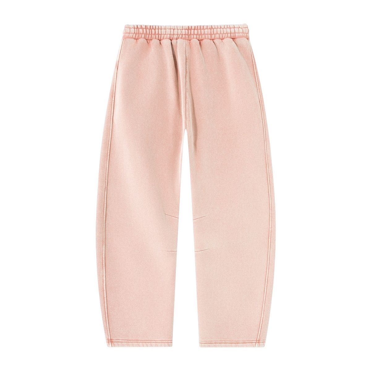 Vintage Washed Fleece‑Lined Elastic Waist Curved Leg Pants
