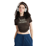 Pleated Waist Graphic Crop Top-INNBLAC Fashion Apparel