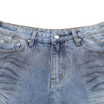 Distressed Washed Wide Leg Denim Shorts