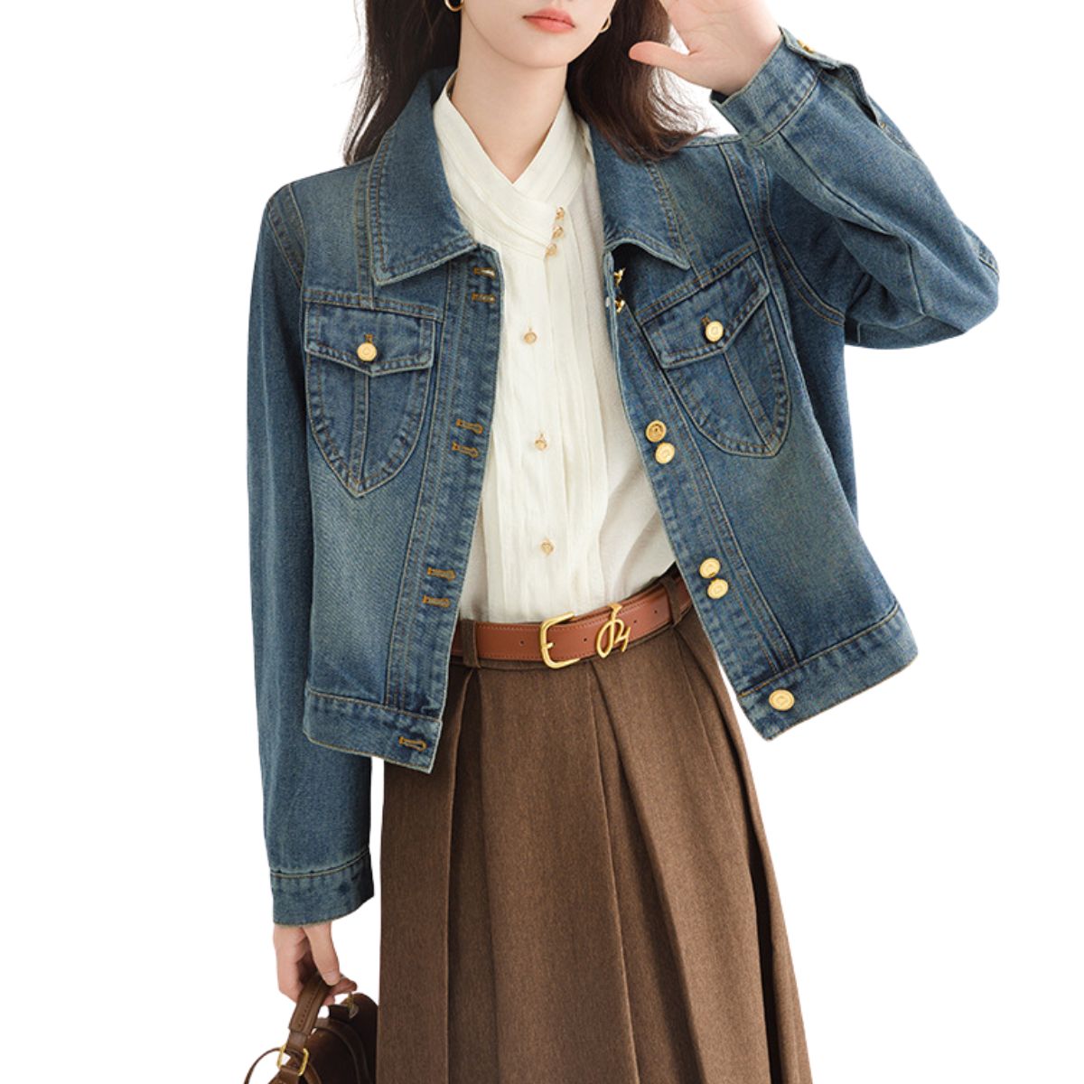 Vestido midi vaquero sin mangas con botones y aberturas en la parte delantera