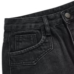 Falda vaquera con bordado de perlas y lavado vintage