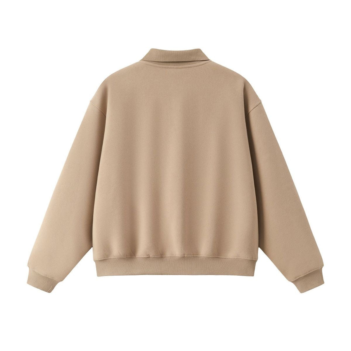Old Money Cropped Polo Collar Fleece Sweatshirt