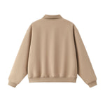 Old Money Cropped Polo Collar Fleece Sweatshirt