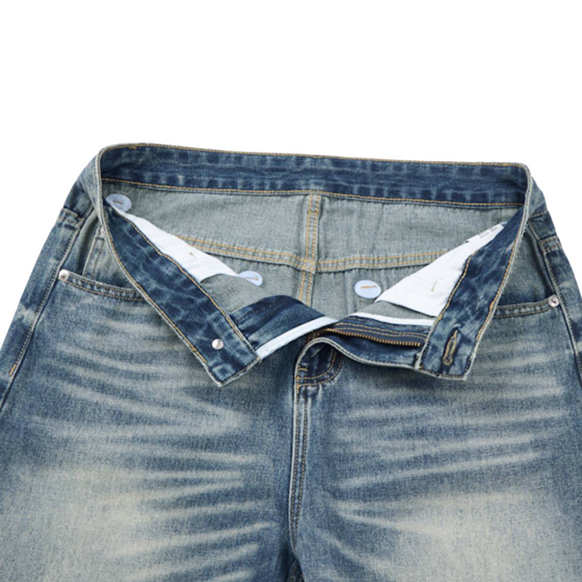 Washed Scythe Silhouette Wide Leg Denim Pants