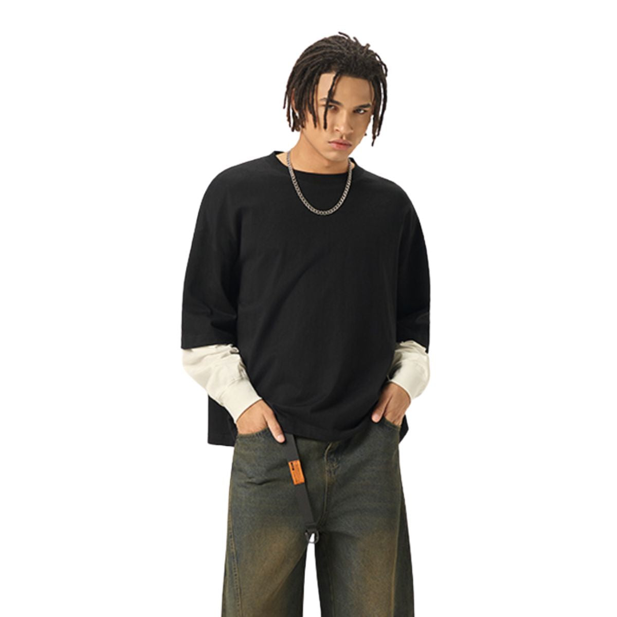 Boxy Fit Two-Layer Sleeve T-Shirt 280gsm