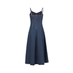 V-Neck Denim Slip Midi Dress