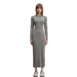Slim Fit Long Sleeves Ribbed Midi Dress