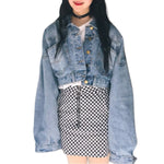Cropped Denim Button-Front Jacket