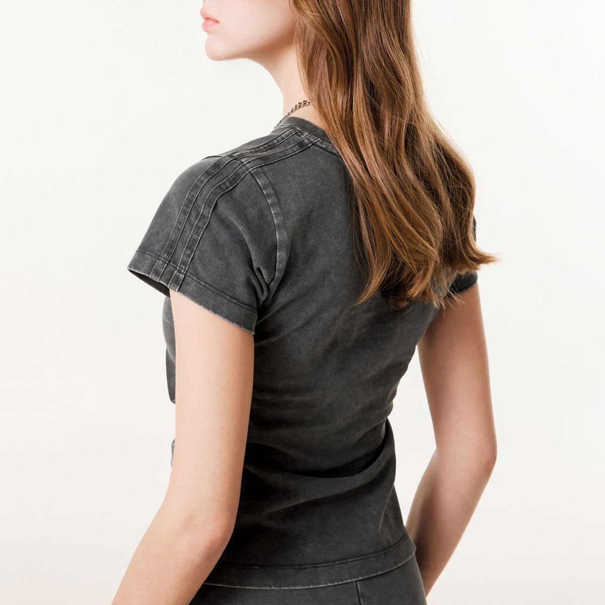 Washed Cotton Pleated Waist Tee 8.55oz