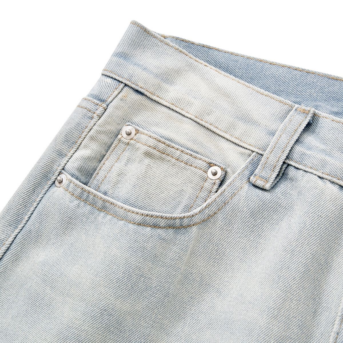 Vintage Washed Distressed Gradient Stripe Wide Leg Jeans