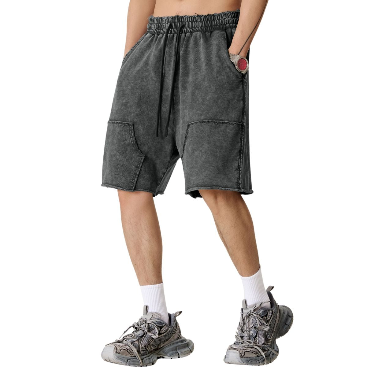 Raw Edge Patchwork Shorts