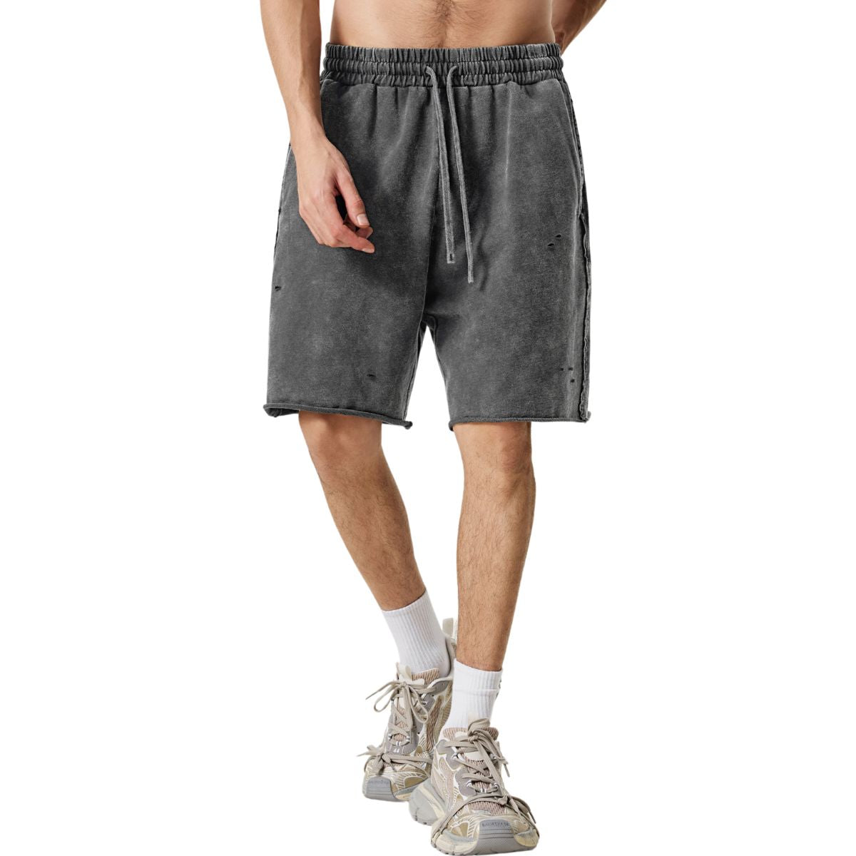 Pantalones cortos destructivos con bordes sin rematar