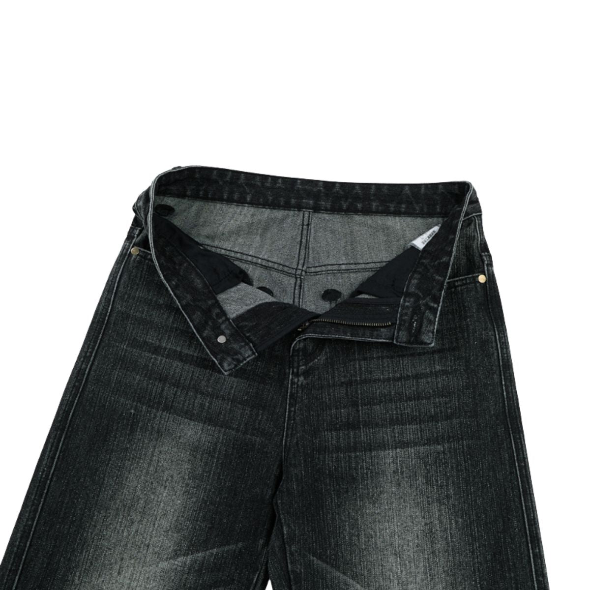 Vintage Washed Black Wide‑Leg Jeans