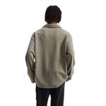 Distressed Edge Buttonless Long-Sleeve Polo