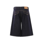 Raw Indigo Embroidered Pocket Denim Bermuda Shorts