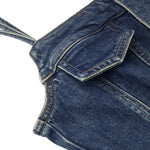 Falda vaquera con bordado de perlas y lavado vintage