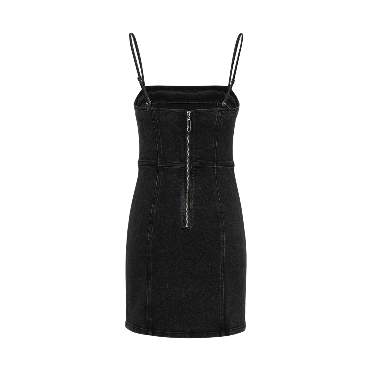 Black Denim Spaghetti Strap Mini Dress