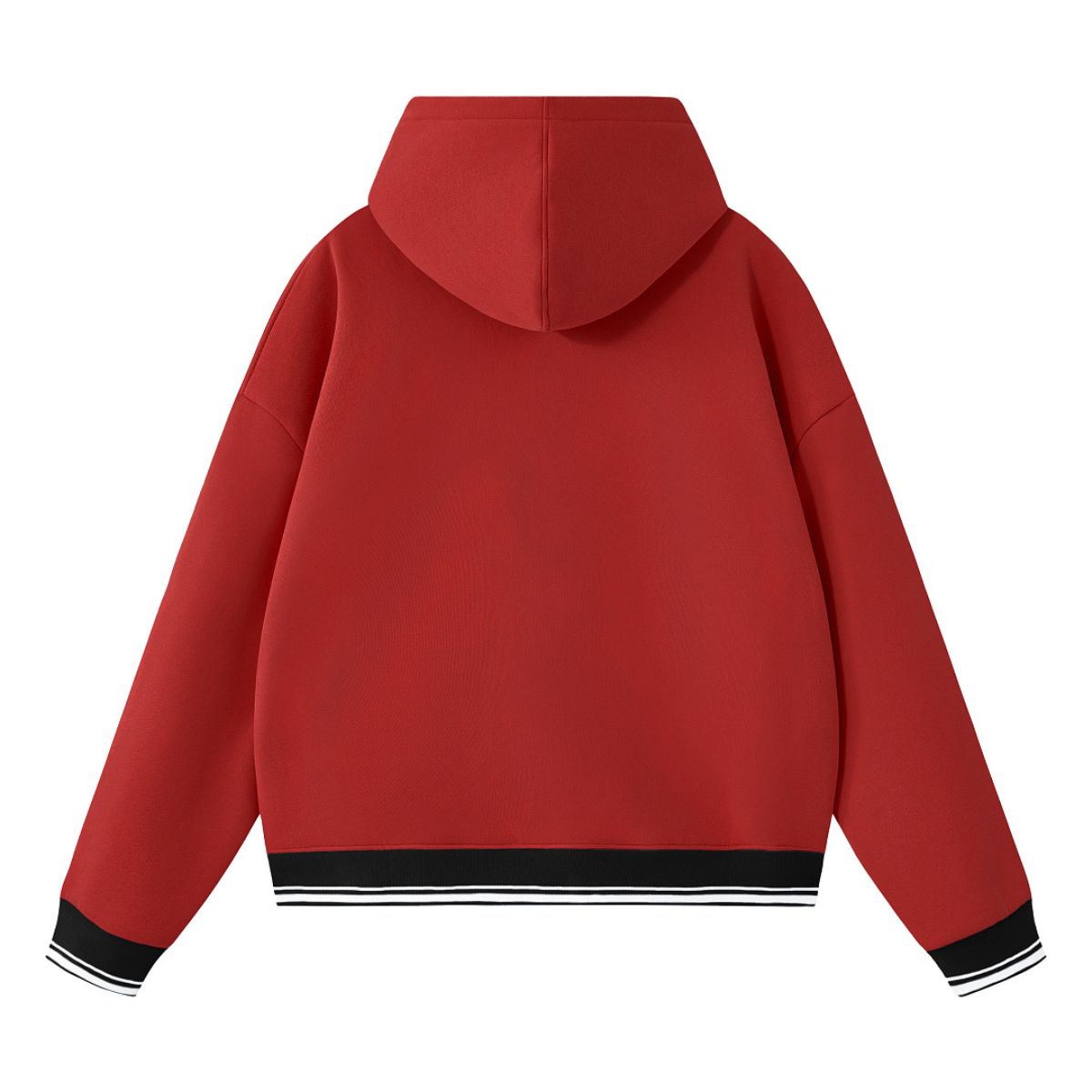 Color‑Block Ribbed Loose Warm Hoodie