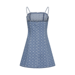 Spaghetti Strap Jacquard Denim A-line Dress