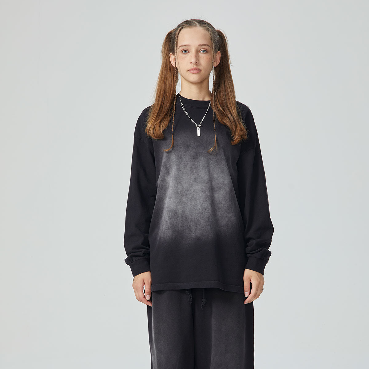 Stone-Washed Faded Cotton Sweatshirt 10.8oz