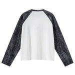 Unisex Leopard Print Raglan Stack Sleeve Crop T-Shirt