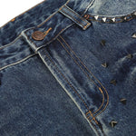 Rivet Lightning Pattern Micro Flare Vintage Denim Jeans