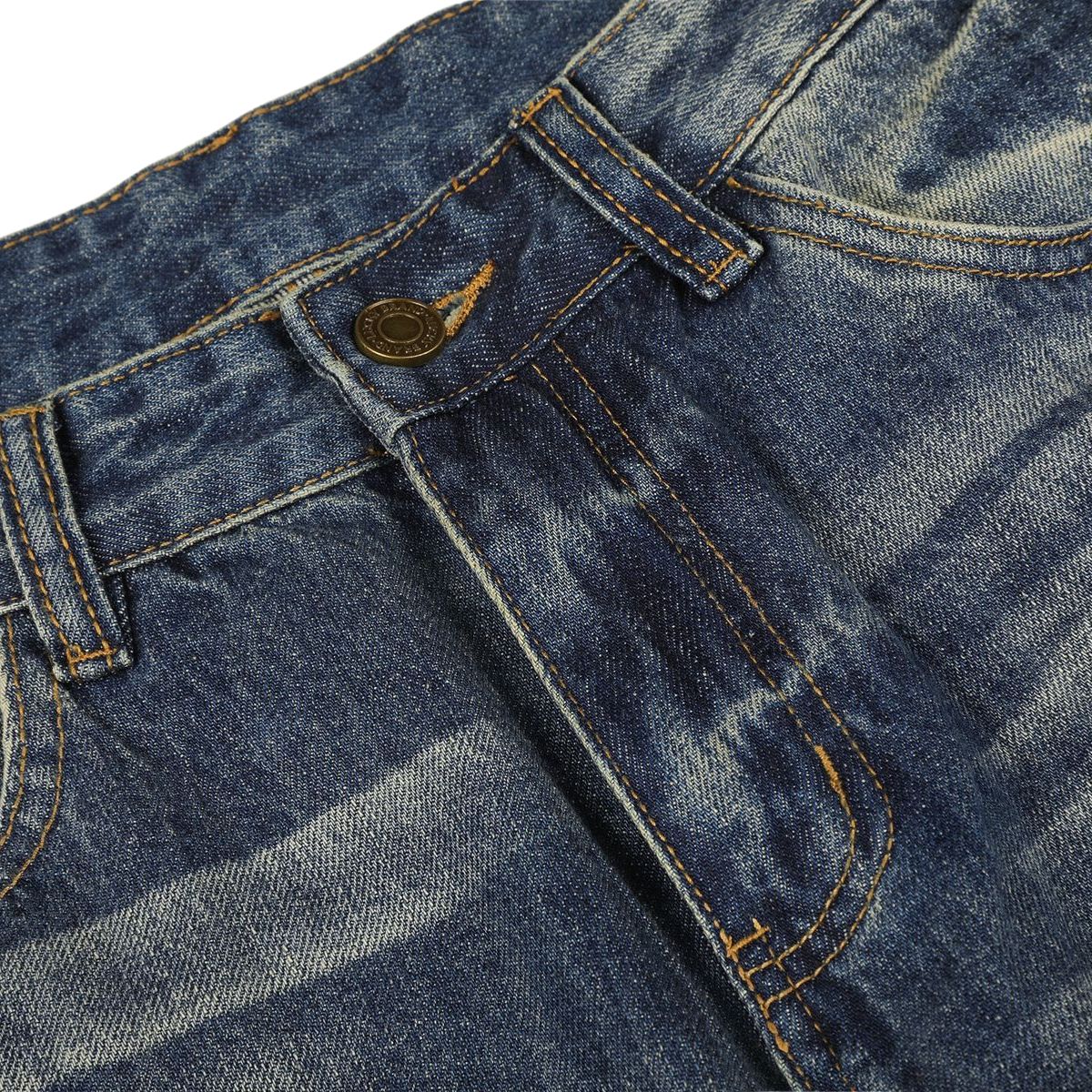 Washed Whiskering Wide Leg Vintage Denim Jeans