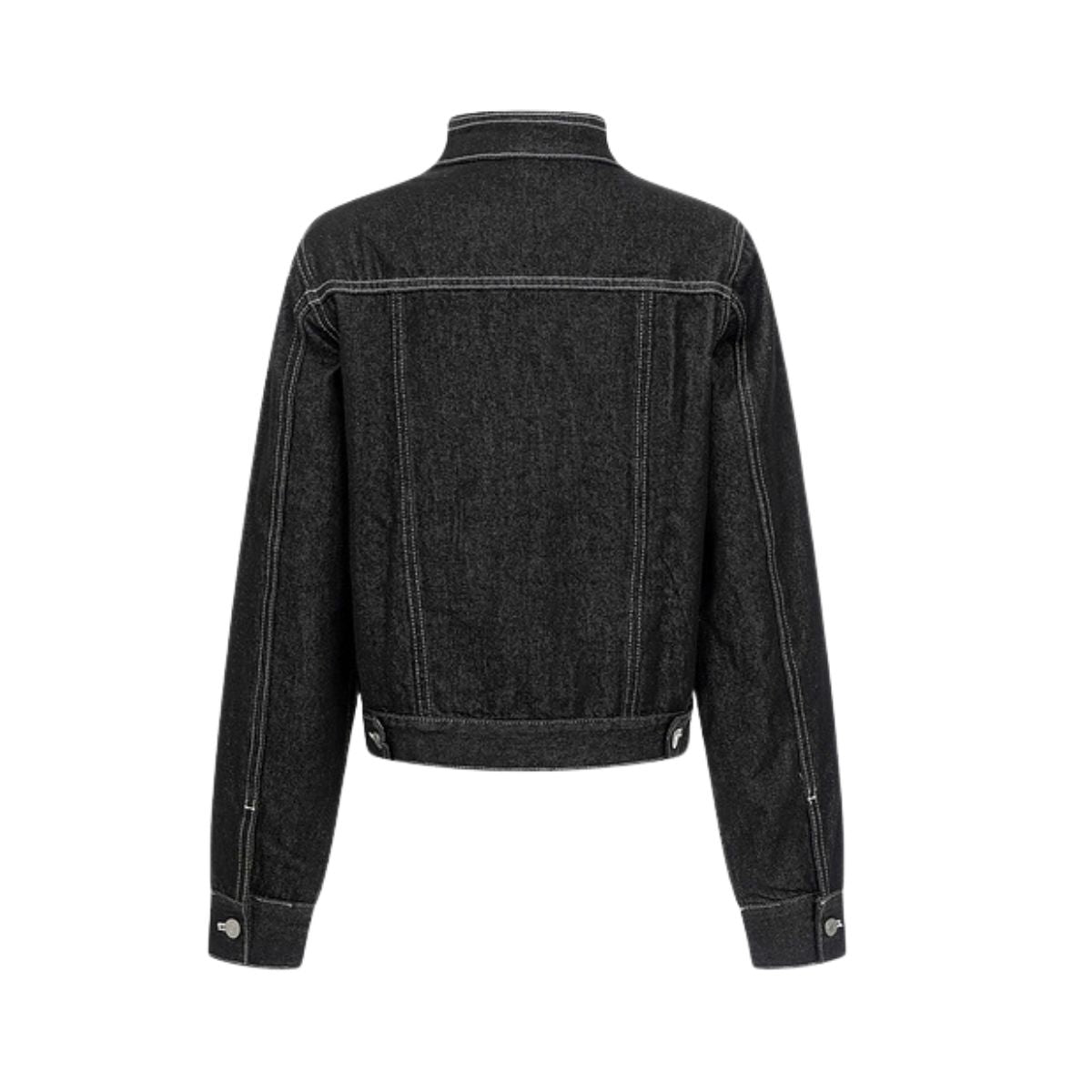 Unisex Textured Silhouette Slim Fit Workwear Denim Jacket