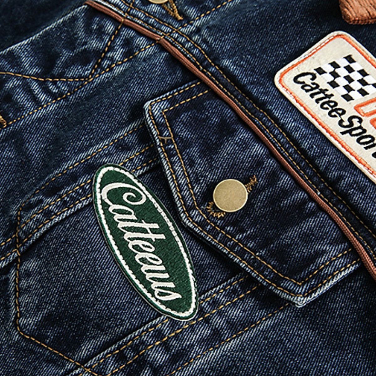 New American Vintage Loose Brown Collar Denim Jacket