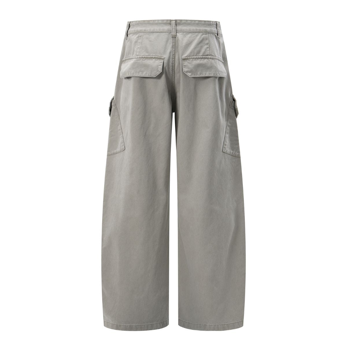 Deconstructed Curved Wide‑Leg Cargo Pants