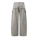 Deconstructed Curved Wide‑Leg Cargo Pants