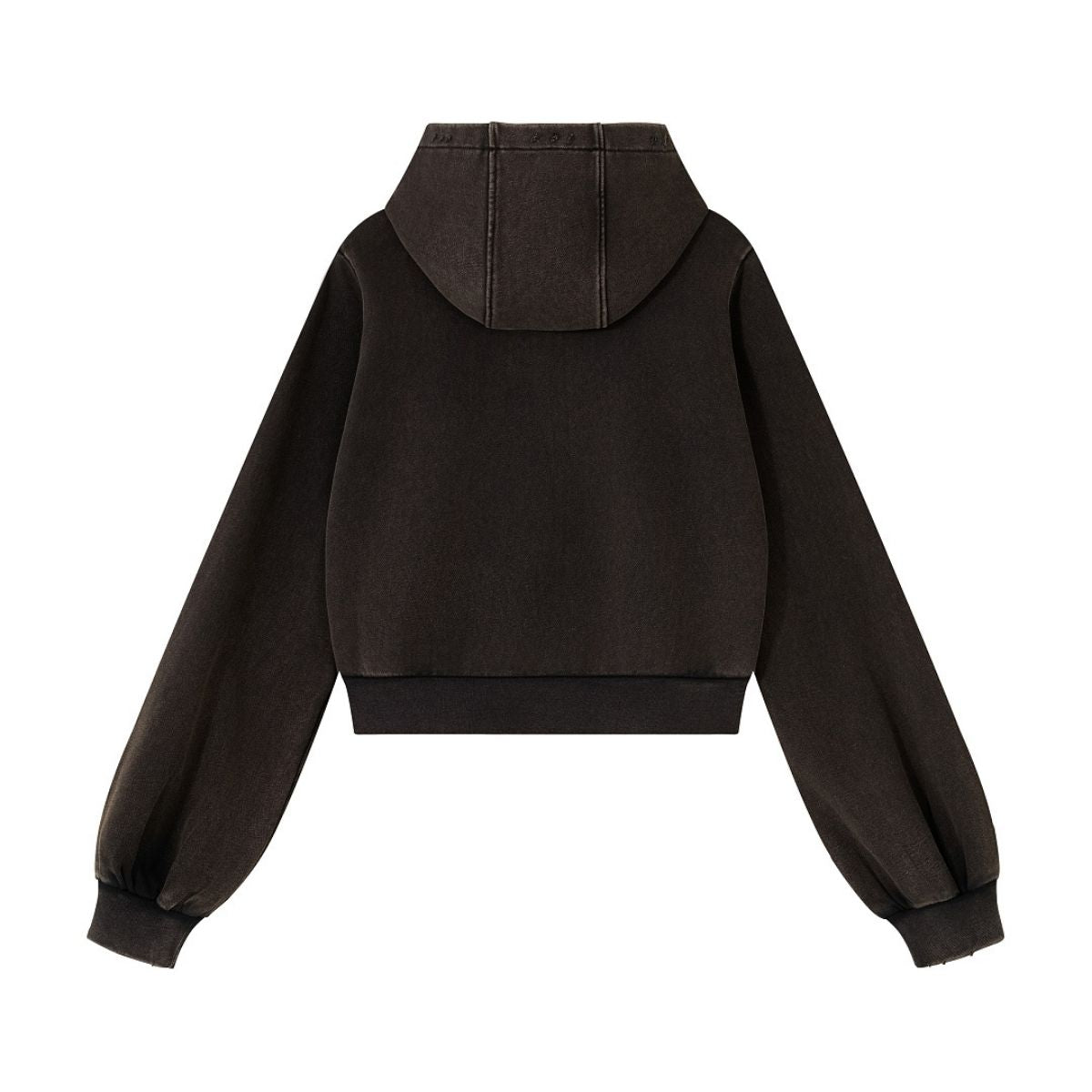 Women's Snow‑Wash Distressed Cropped Double Zip Hoodie