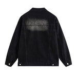 Unisex Retro Street style Distressed Washed Blue&yellow Mud-dyed Denim Jacket